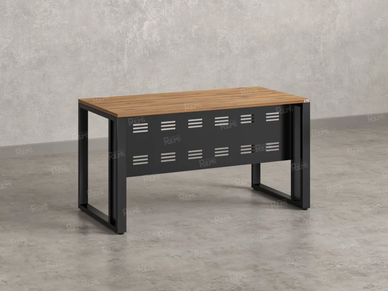 Стол прямой на О-образных опорах с металлическим экраном 1800x800x750 RM042-18x8 Юстус/Черный