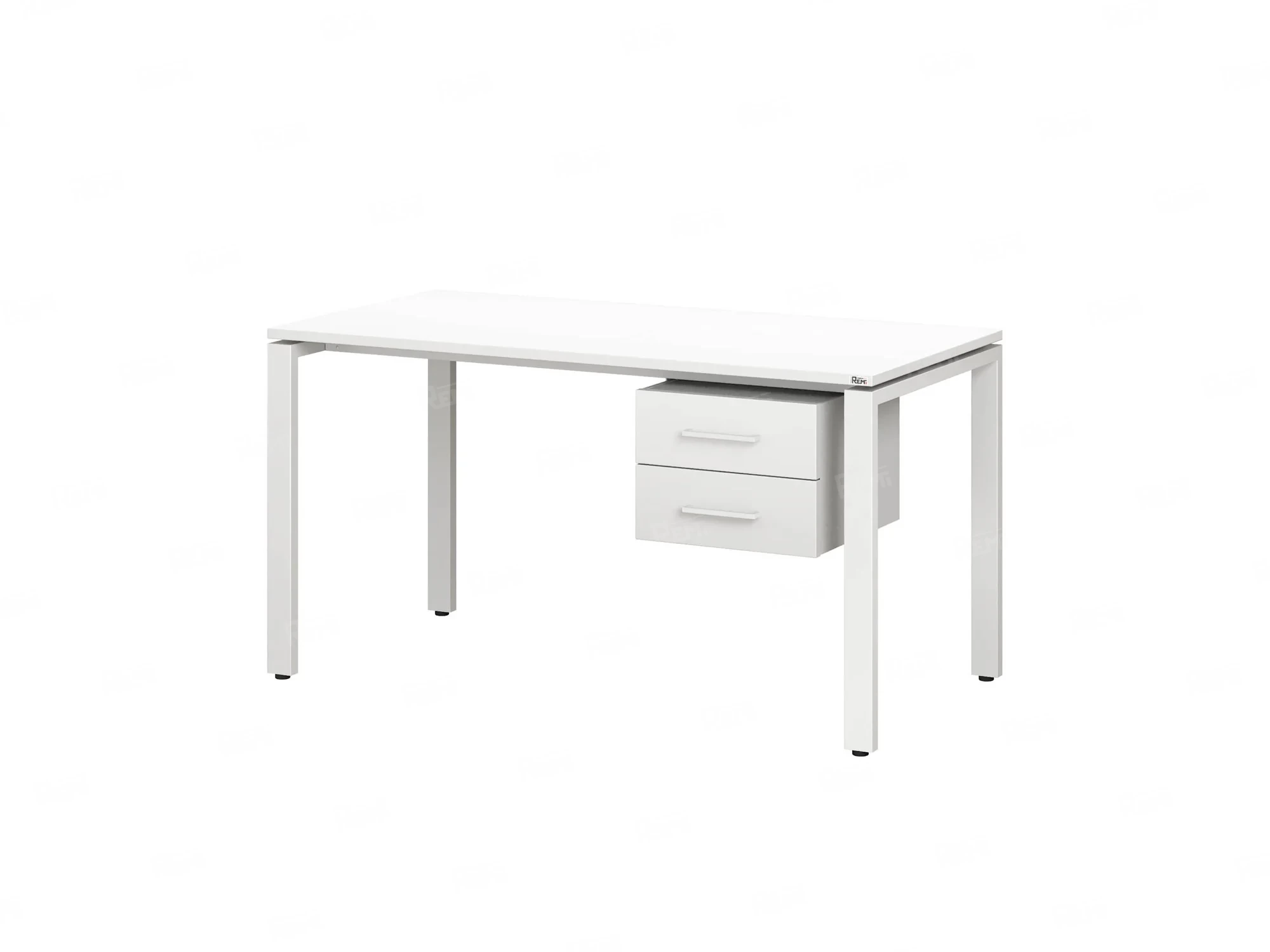 Стол прямой с подвесной тумбой 2 ящика, П-опора 1800x800x750 RM039-18x8 Белый/Белый
