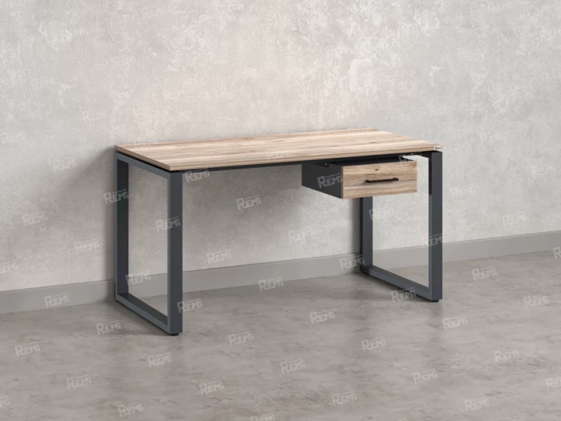 Стол прямой с подвесной тумбой, О-опора 1800x800x750 RM036-18x8 Дуб Маувелла/Серый