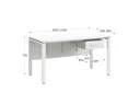 Стол прямой, подвесная тумба, ЛДСП экран, П-опора 1800x800x750 RM030-18x8 Белый/Белый