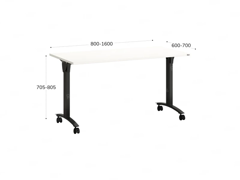 Стол складной, мобильный 1200x600x750 RM011-12x6 Белый/Черный
