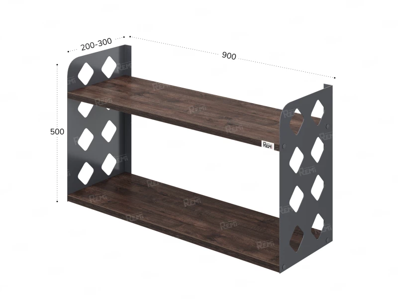 Полка настенная 900x300x500 RM192-90x30 Дуб Апрельский шоколад/Серый