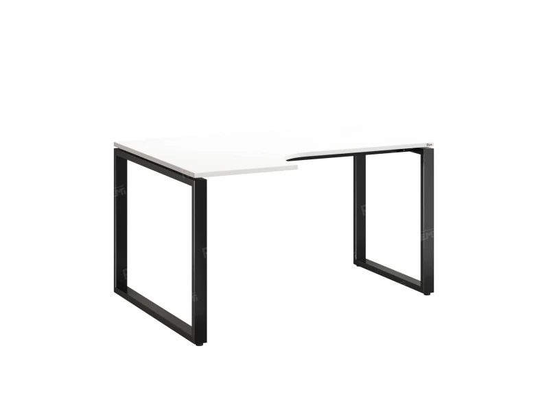 Стол угловой, О-опора, левый 1400x600/900x750, RM055-14x6-9 Белый/Черный
