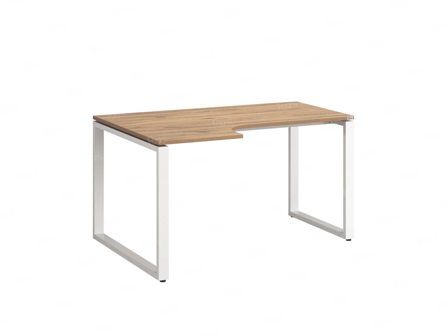 Стол угловой, О-опора, левый 1600x800/1000x750, RM055-16x8-10 Дуб Юстус/Белый