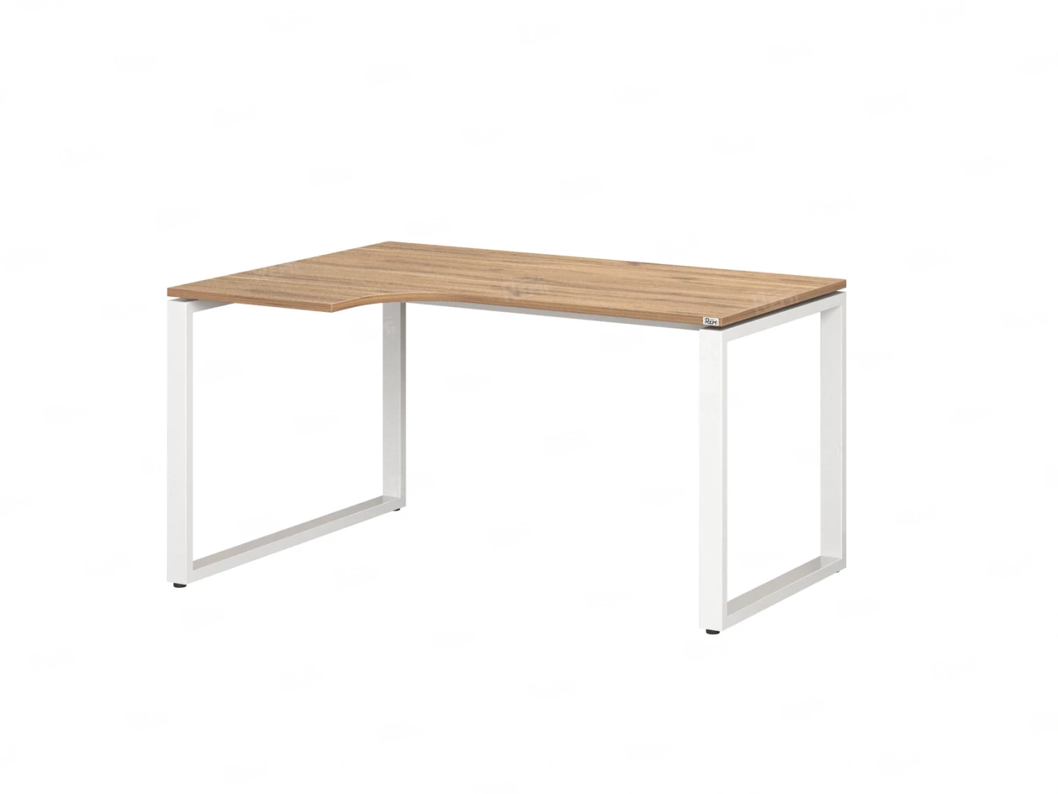 Стол угловой, О-опора, левый 1600x800/1000x750, RM055-16x8-10 Дуб Юстус/Белый