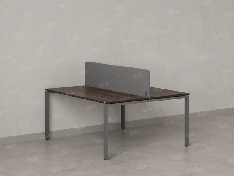 Бенч-система, 2 рабочих места, с одним тканевым экраном 1800x1400x750 RM165-1-18x14 Дуб Апрельский шоколад/Серый
