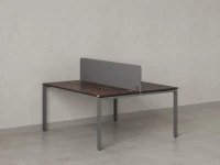 Бенч-система, 2 рабочих места, с одним тканевым экраном 1800x1400x750 RM165-1-18x14 Дуб Апрельский шоколад/Серый