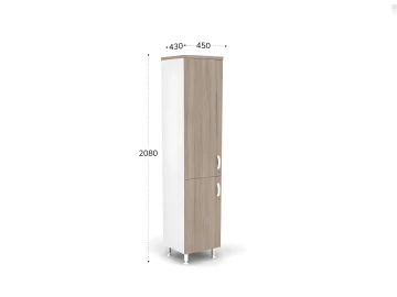 Шкаф закрытый комбинированный 5 уровней левый 450х430х2080 RB058-45х43L Дрифтвуд/Белый