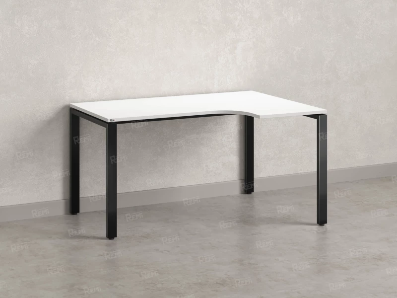 Стол угловой, П-опора, правый 1600x600/900x750, RM052-16x6-9 Белый/Черный