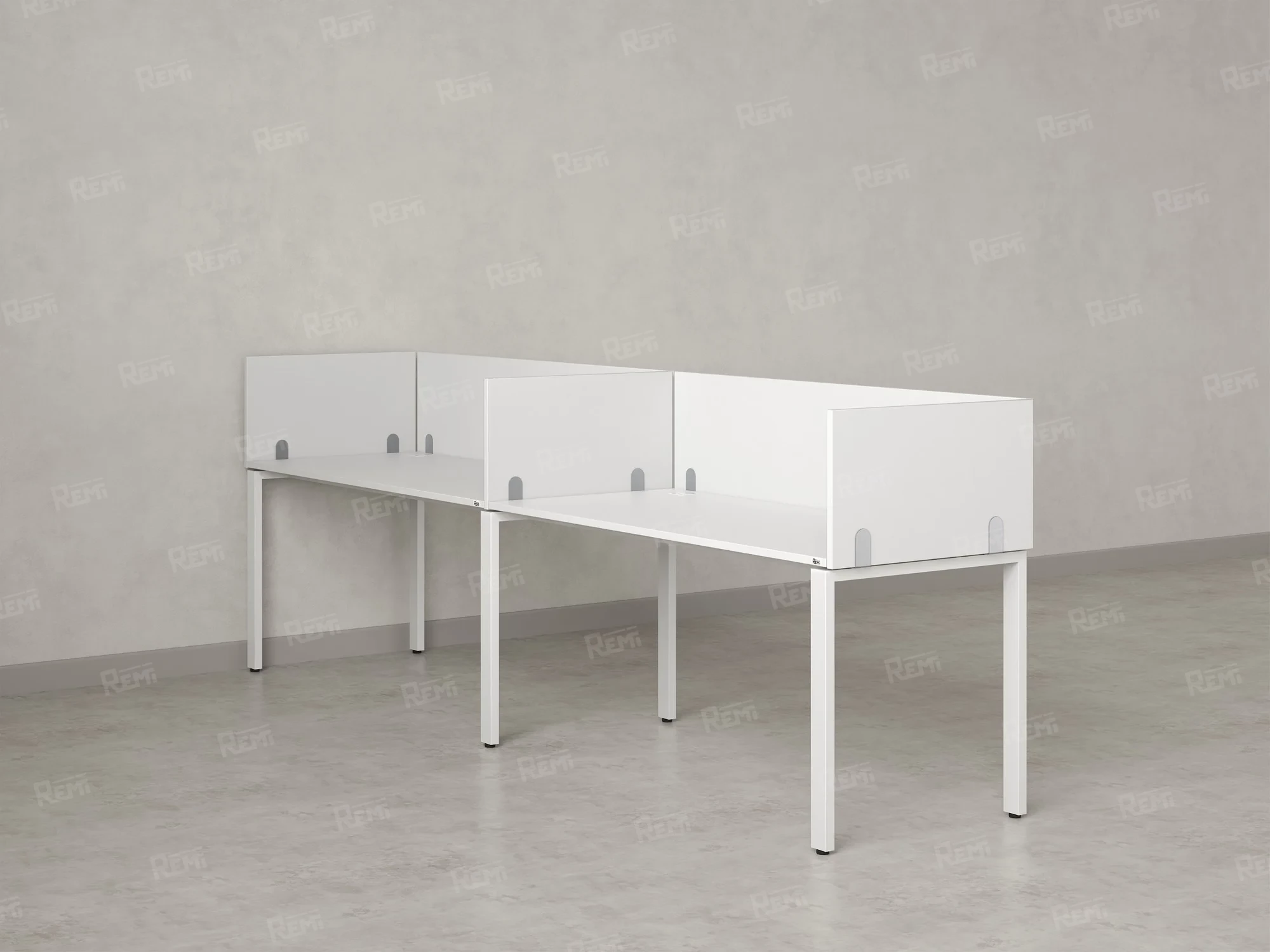 Бенч-система в 1 ряд, 2 рабочих места 5 ЛДСП экранов 3600x800x750 RM167-2-36x8 Белый/Белый