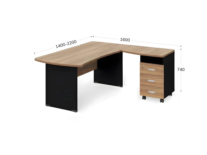 BRL RB005-220х160R Угловое рабочее место правое 2200х1600х740 Акация/Черный