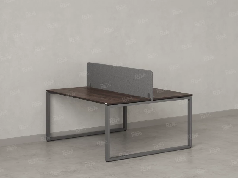 Бенч-система, 2 рабочих места, с одним тканевым экраном 1400x1600x750 RM169-1-14x16 Дуб Апрельский шоколад/Серый