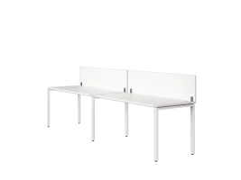 Бенч-система в 1 ряд, 2 рабочих места 2 ЛДСП экранов 2400x700x750 RM167-4-24x7 Белый/Белый
