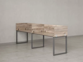 Бенч-система в 1 ряд, 2 рабочих места 5 ЛДСП экранов 2000x600x750 RM168-2-20x6 Дуб Маувелла/Серый