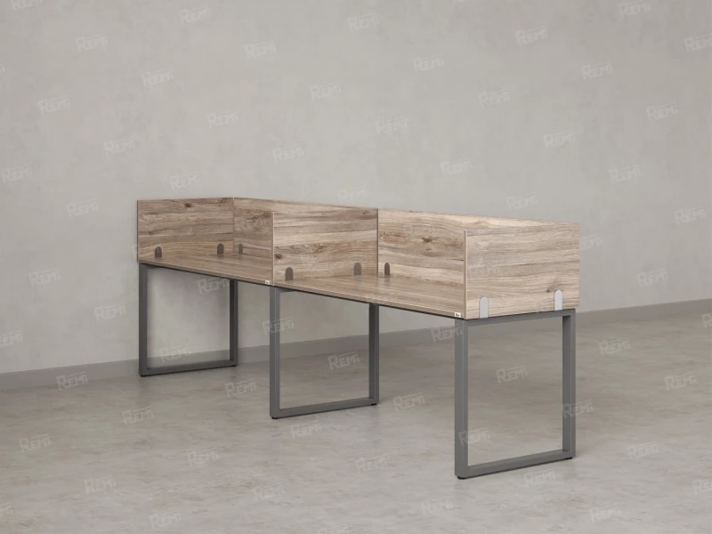 Бенч-система в 1 ряд, 2 рабочих места 5 ЛДСП экранов 2000x600x750 RM168-2-20x6 Дуб Маувелла/Серый