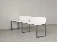 Бенч-система в 1 ряд, 2 рабочих места 2 ЛДСП экранов 2400x700x750 RM168-4-24x7 Белый/Серый