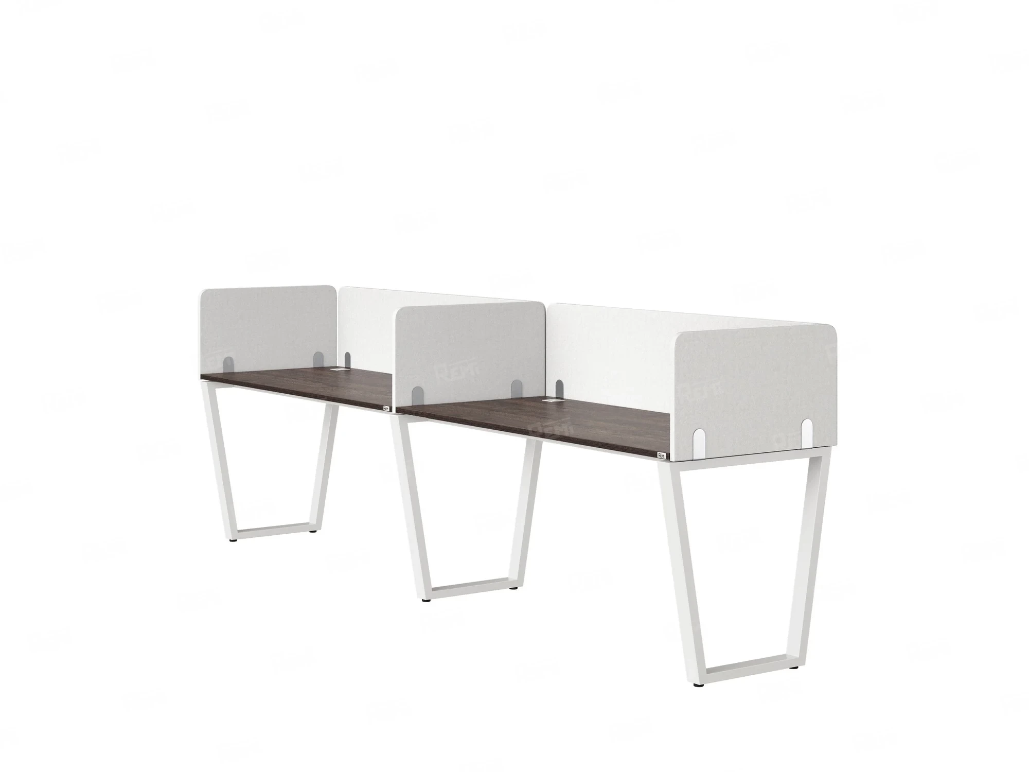 Бенч-система в 1 ряд, 2 рабочих места 5 тканевых экранов 2000x800x750 RM174-1-20x8 Дуб Апрельский шоколад/Белый