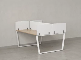 Бенч-система, 2 рабочих места, 5 тканевых экранов 1200x1600x750 RM172-3-12x16 Вяз Швейцарский светлый/Белый