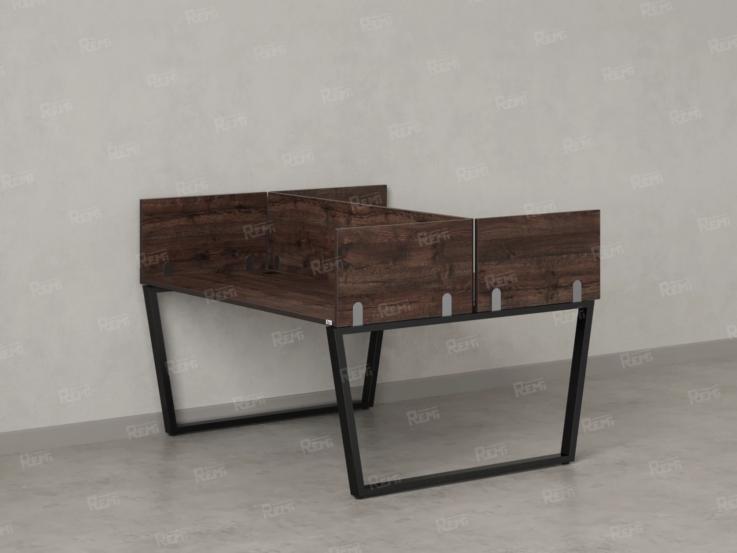 Бенч-система, 2 рабочих места, 5 ЛДСП экранов 1200x1200x750 RM172-4-12x12 Дуб Апрельский шоколад/Черный