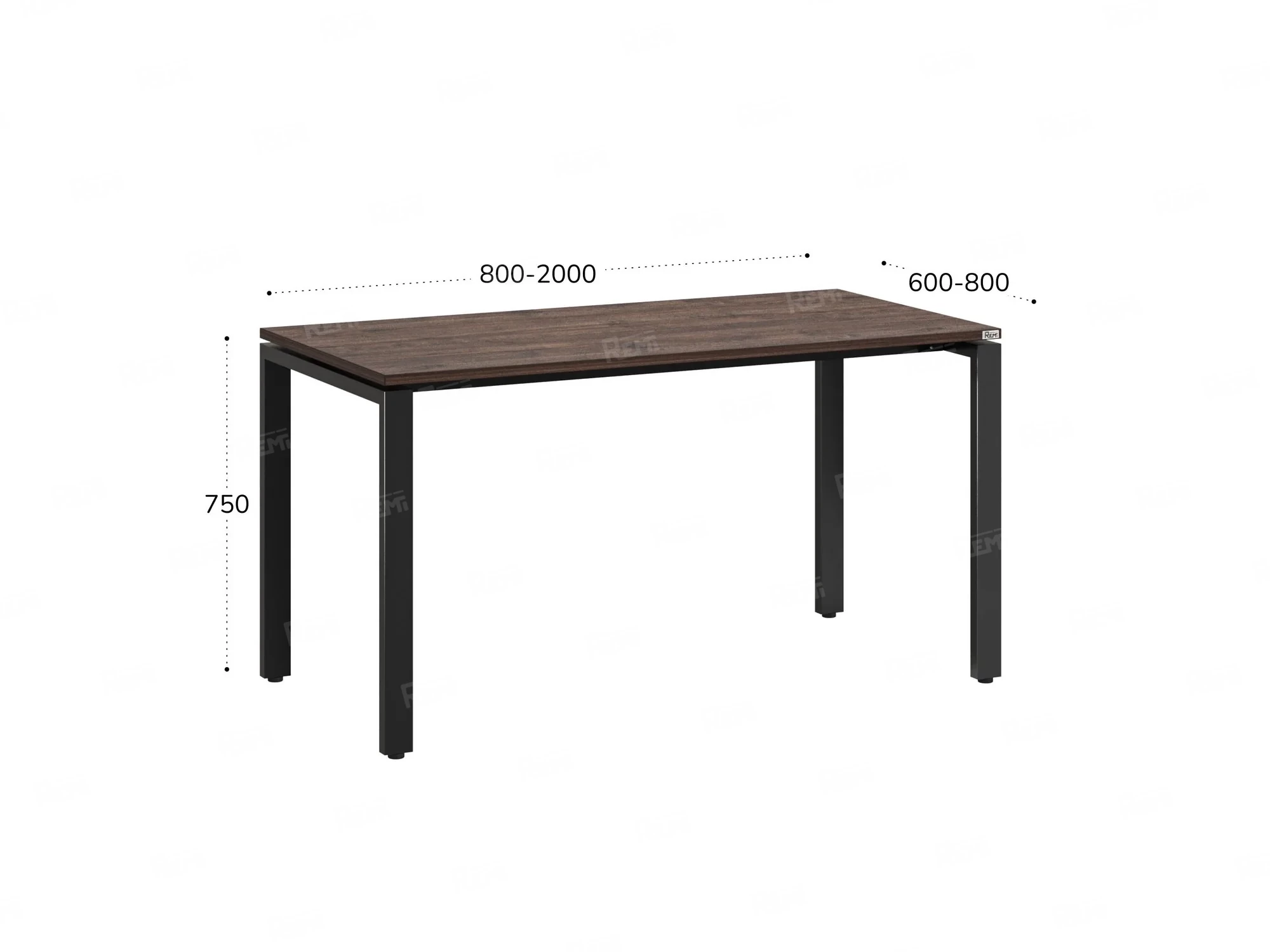 Стол прямой на П-образных опорах 1800x700x750 RM001-18x7 Дуб Апрельский шоколад/Черный