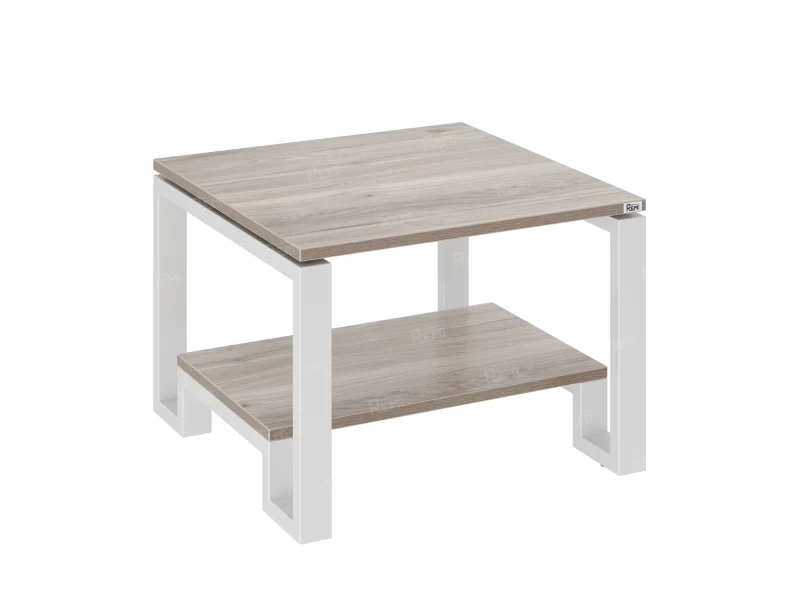 Журнальный стол с полкой 700x700x550 RM181-7x7 Дуб Маувелла/Белый