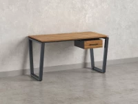 Стол прямой с подвесной тумбой, U-опора 2000x600x750 RM034-20x6 Дуб Юстус/Серый