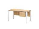 Стол прямой, подвесная тумба, ЛДСП экран, П-опора 2000x600x750 RM031-20x6 Вяз Швейцарский светлый/Белый