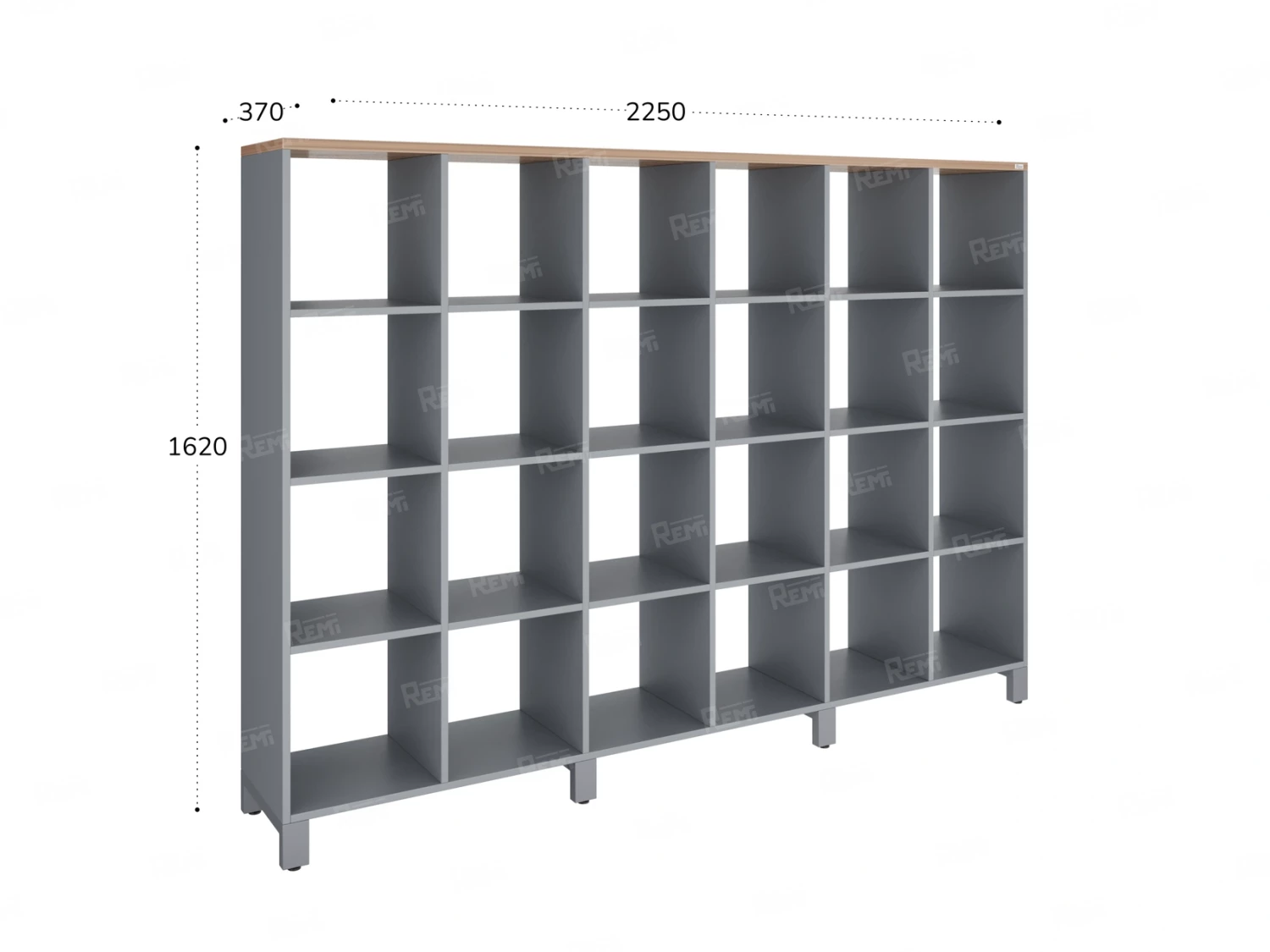 Стеллаж, 24 ячейки 2250х370х1620 RM141-225x37 Дуб Юстус/Серый