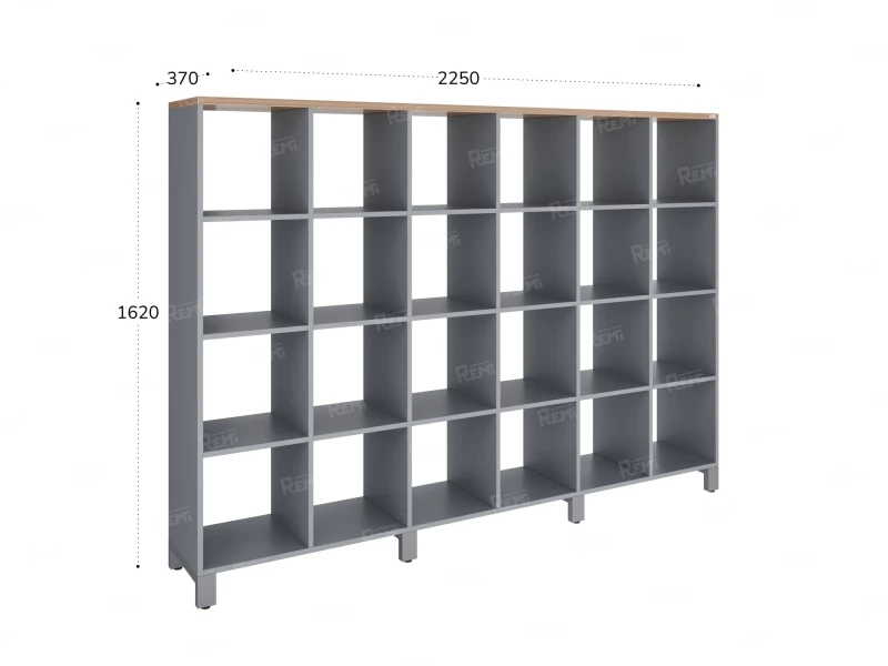Стеллаж, 24 ячейки 2250х370х1620 RM141-225x37 Дуб Юстус/Серый