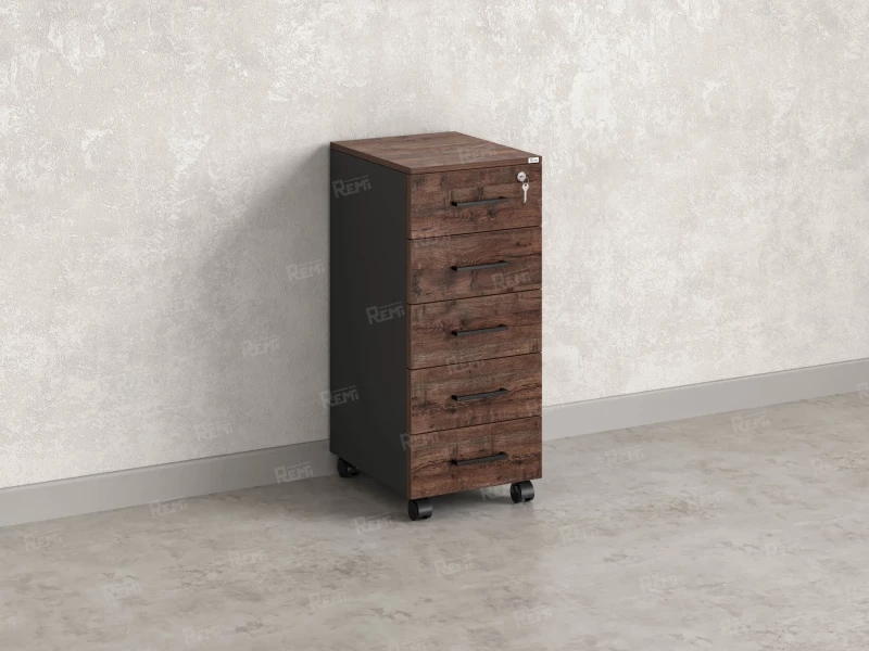 Тумба мобильная, 5 ящиков 400x500x960 RM122-40x50 Дуб Апрельский шоколад/Черный