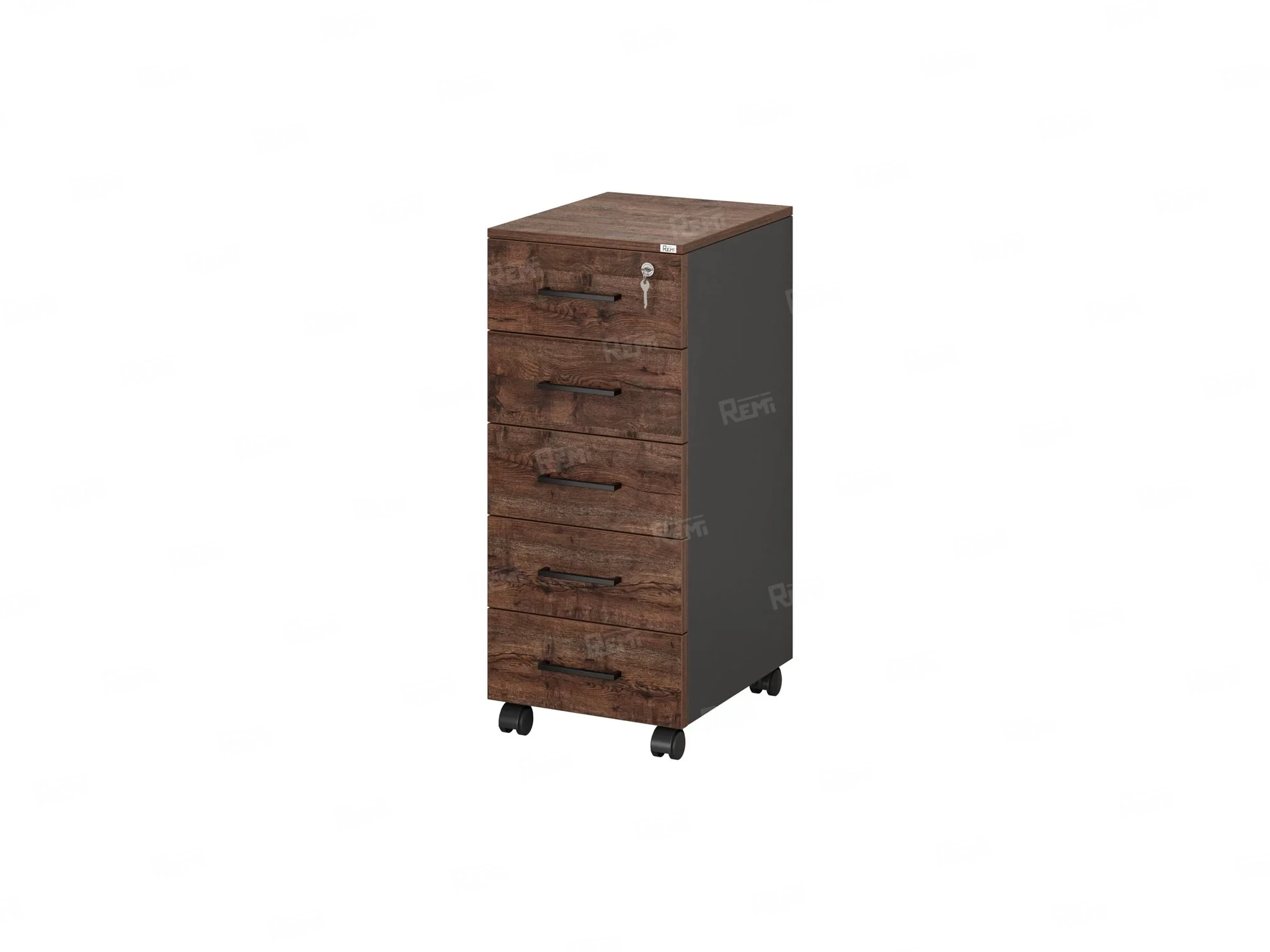 Тумба мобильная, 5 ящиков 400x500x960 RM122-40x50 Дуб Апрельский шоколад/Черный