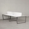 Бенч-система, 4 рабочих места, на U-образных опорах, 2 ЛДСП экранов 1200x1400x750 RM173-4-12x14 Белый/Серый