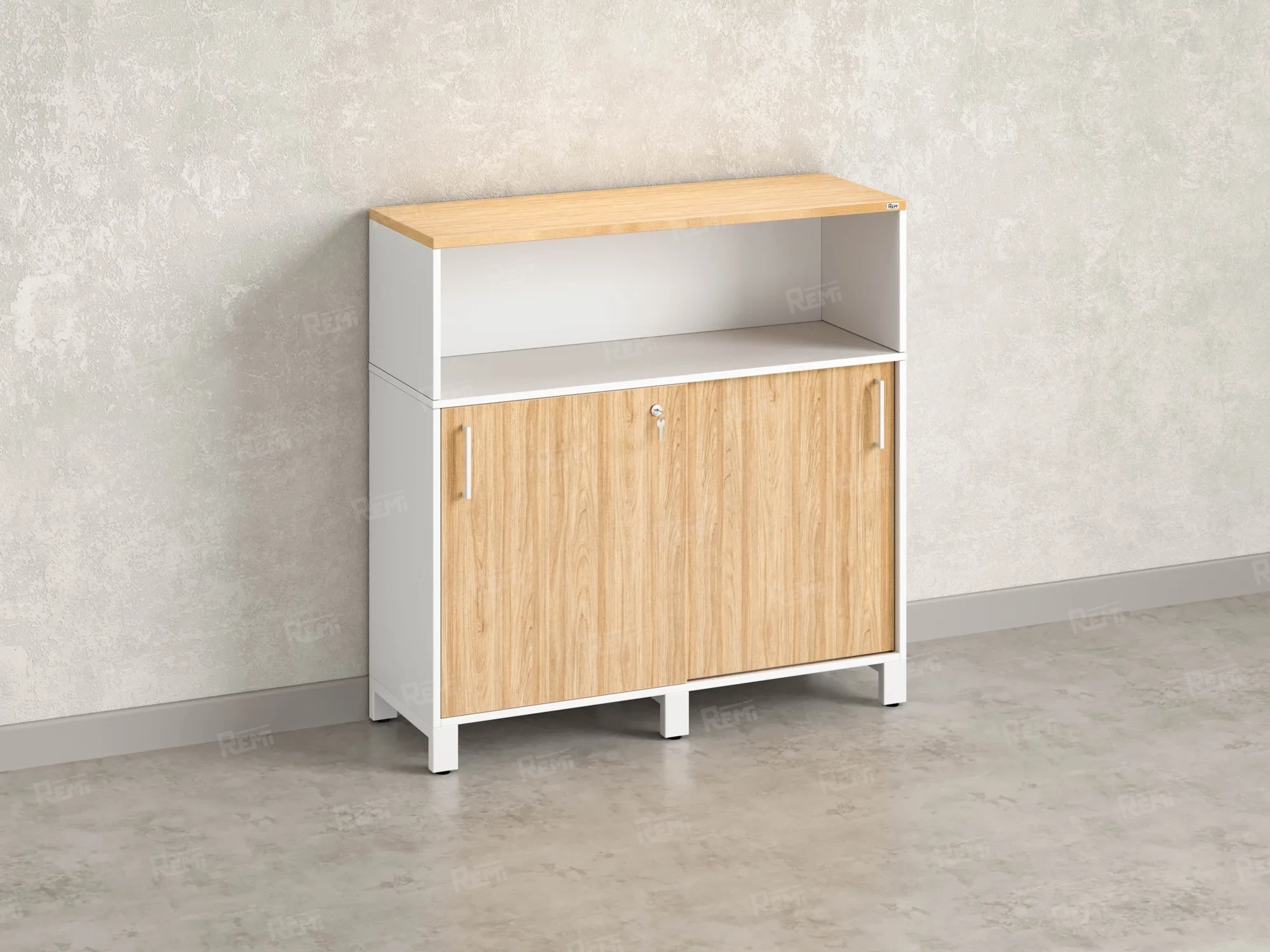 Шкаф-купе низкий, 2 полки с надстройкой 1200x420x1200 RM126-120x42 Вяз Швейцарский светлый/Белый