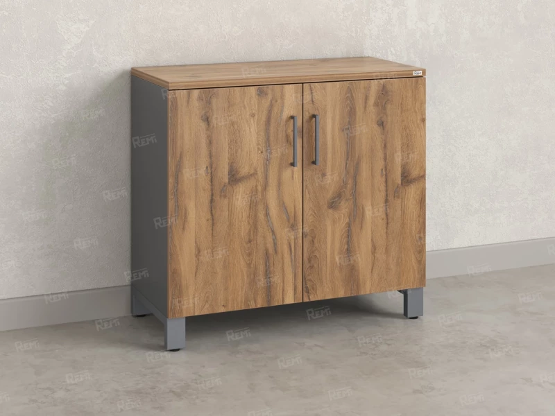 Шкаф низкий распашной, 2 уровня 900x420x850 RM147-90x42 Дуб Юстус/Серый