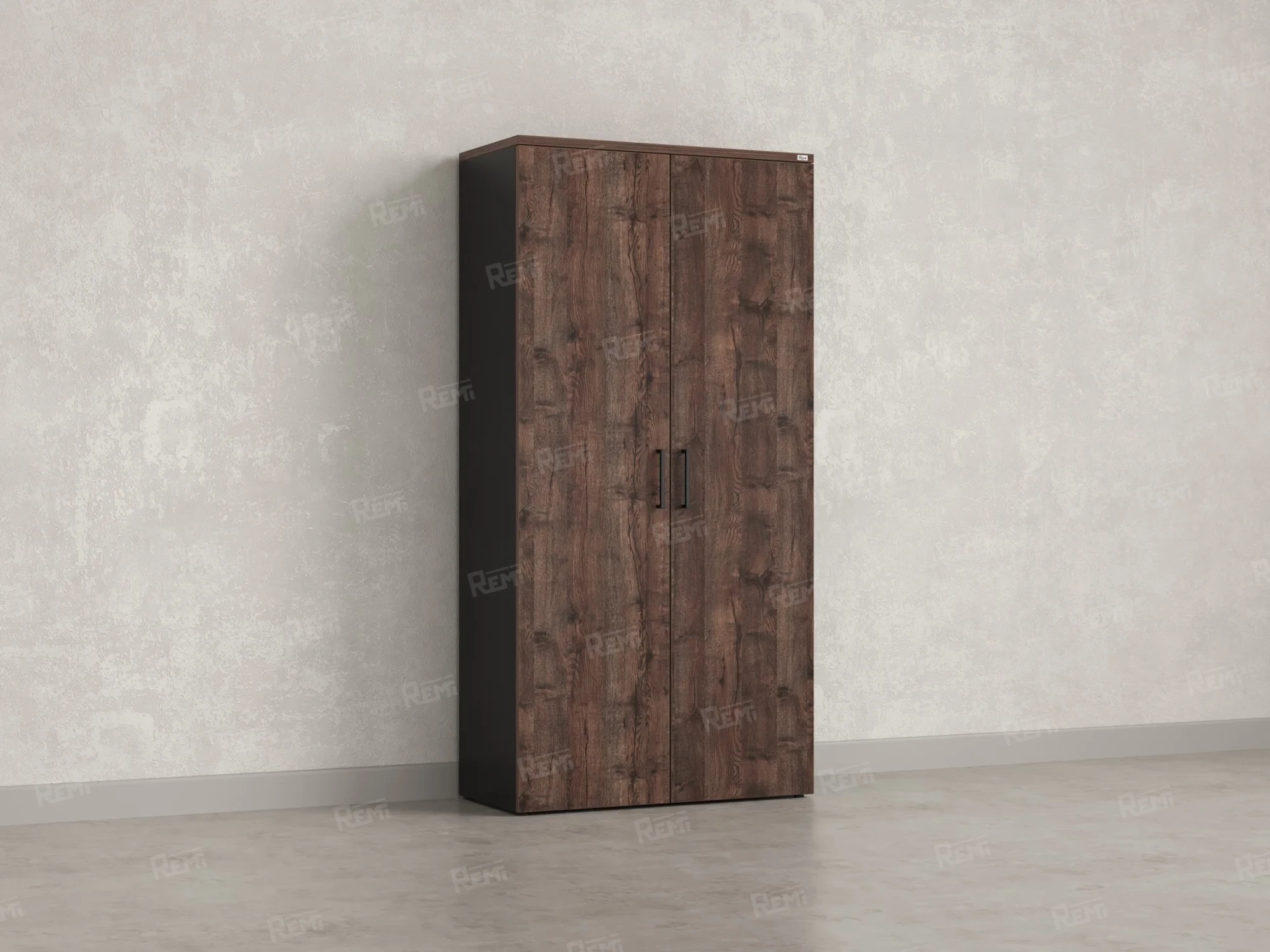 Шкаф распашной, регулируемые опоры, 5 уровней 900x420x1800 RM153-90x41 Дуб Апрельский шоколад/Черный