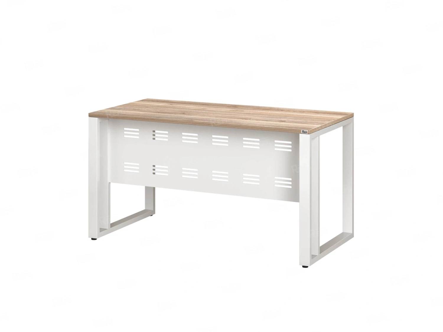 Стол прямой на О-образных опорах с металлическим экраном 1000x700x750 RM042-10x7 Дуб Маувелла/Белый