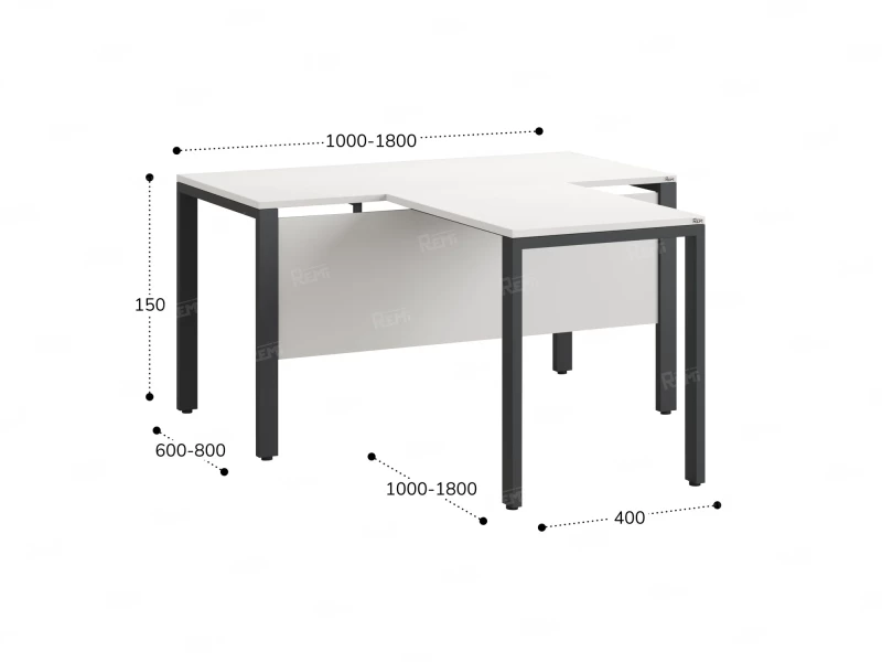 Стол с брифингом на П-образных опорах с экраном ЛДСП RM044-16x6 1600x2200x750 Белый/Серый