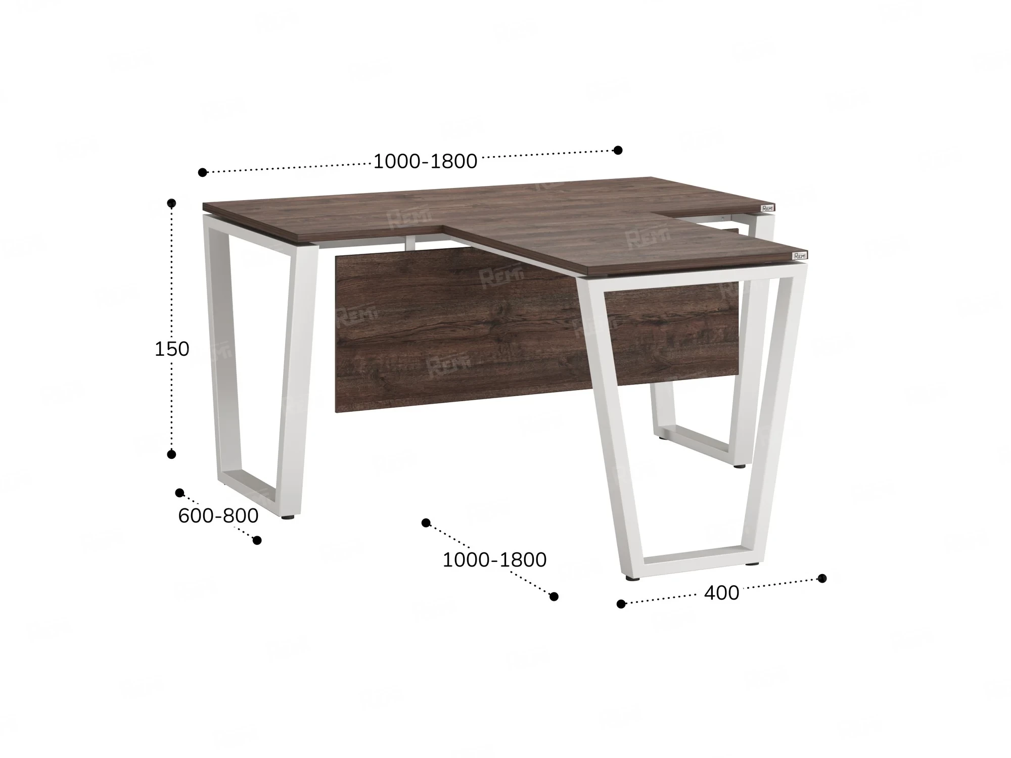 Стол с брифингом с парящей столешницей на U-образных опорах с экраном ЛДСП RM047-14x7 1400x2100x750 Дуб Апрельский шоколад/Белый