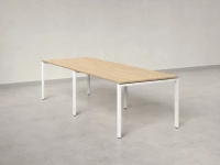 Cтол для переговоров, на П-образном каркасе 2200x1400x750 RM080-220x140 Вяз Швейцарский светлый/Белый