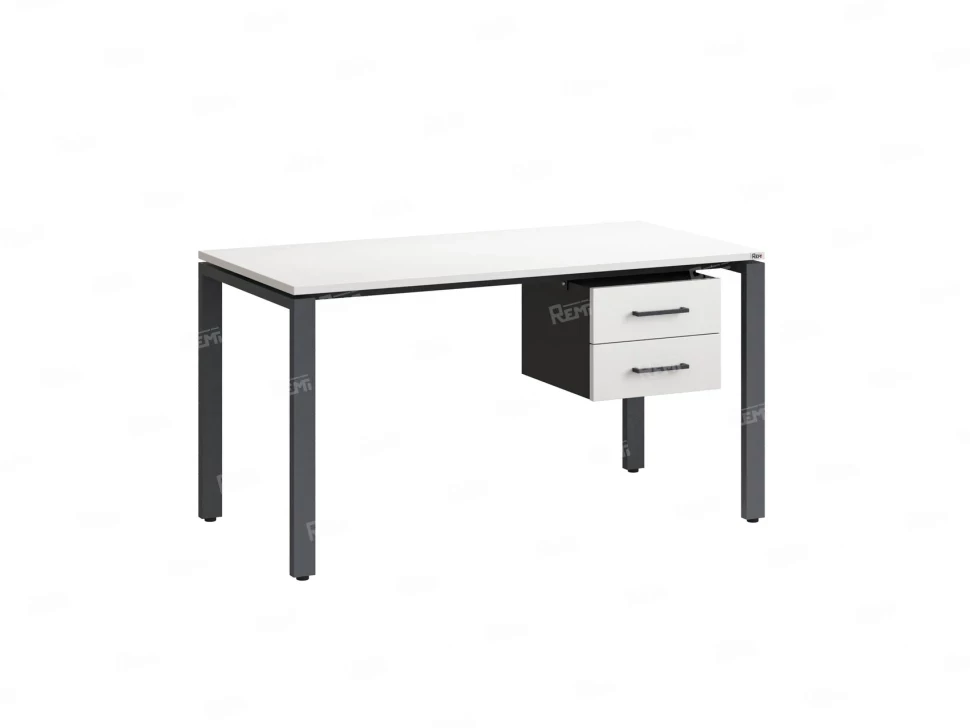 Стол прямой с подвесной тумбой 2 ящика, П-опора 1800x800x750 RM039-18x8 Белый/Серый