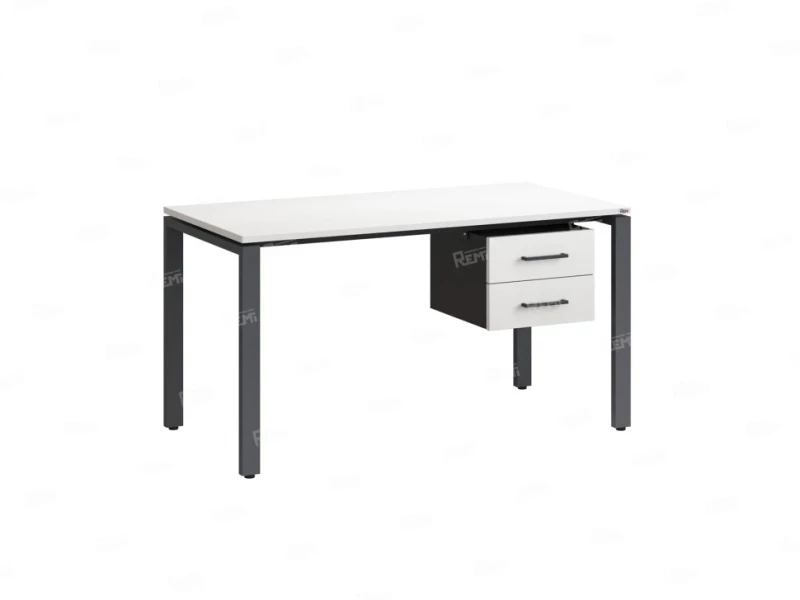 Стол прямой с подвесной тумбой 2 ящика, П-опора 1800x800x750 RM039-18x8 Белый/Серый