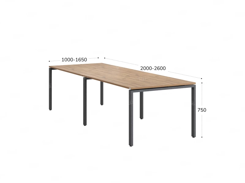 Cтол для переговоров, на П-образном каркасе 2300x1250x750 RM080-230x125 Дуб Юстус/Серый