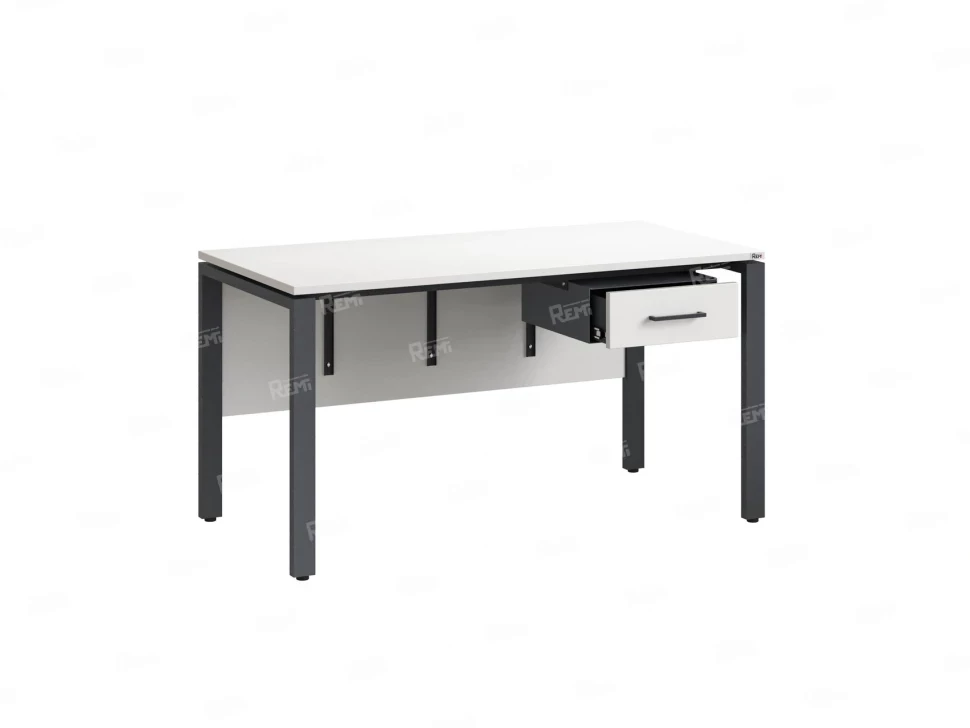 Стол прямой, подвесная тумба, ЛДСП экран, П-опора 1800x800x750 RM030-18x8 Белый/Серый
