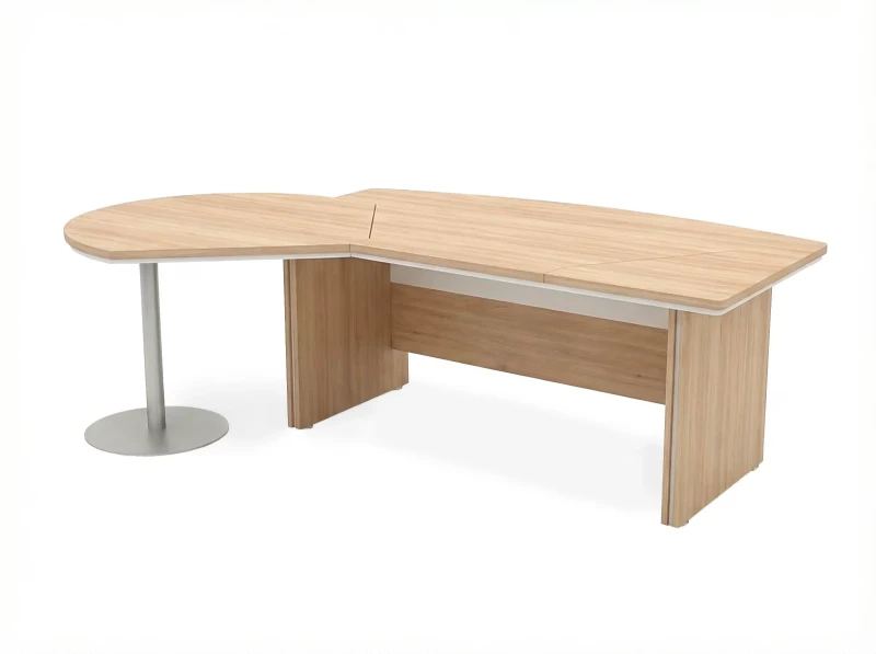 BRL RB069-255x150L Стол руководителя с брифингом левый 2550х1500х760 Акация/Белый