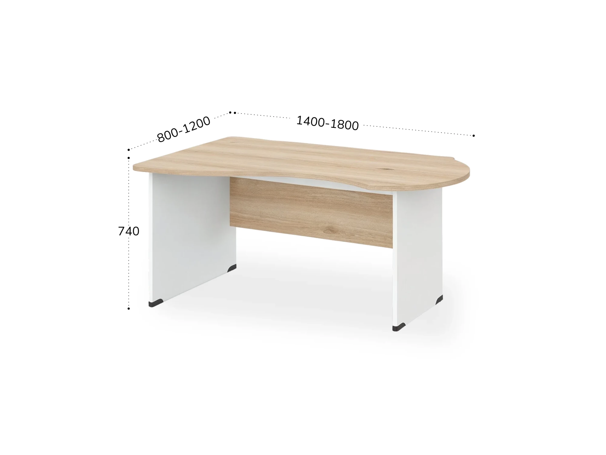 BRL RB004-160х100L Стол асимметричный левый 1600х1000х740 Акация/Белый