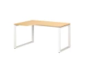 Стол угловой, О-опора, левый 1400x600/900x750, RM055-14x6-9 Вяз Швейцарский светлый/Белый