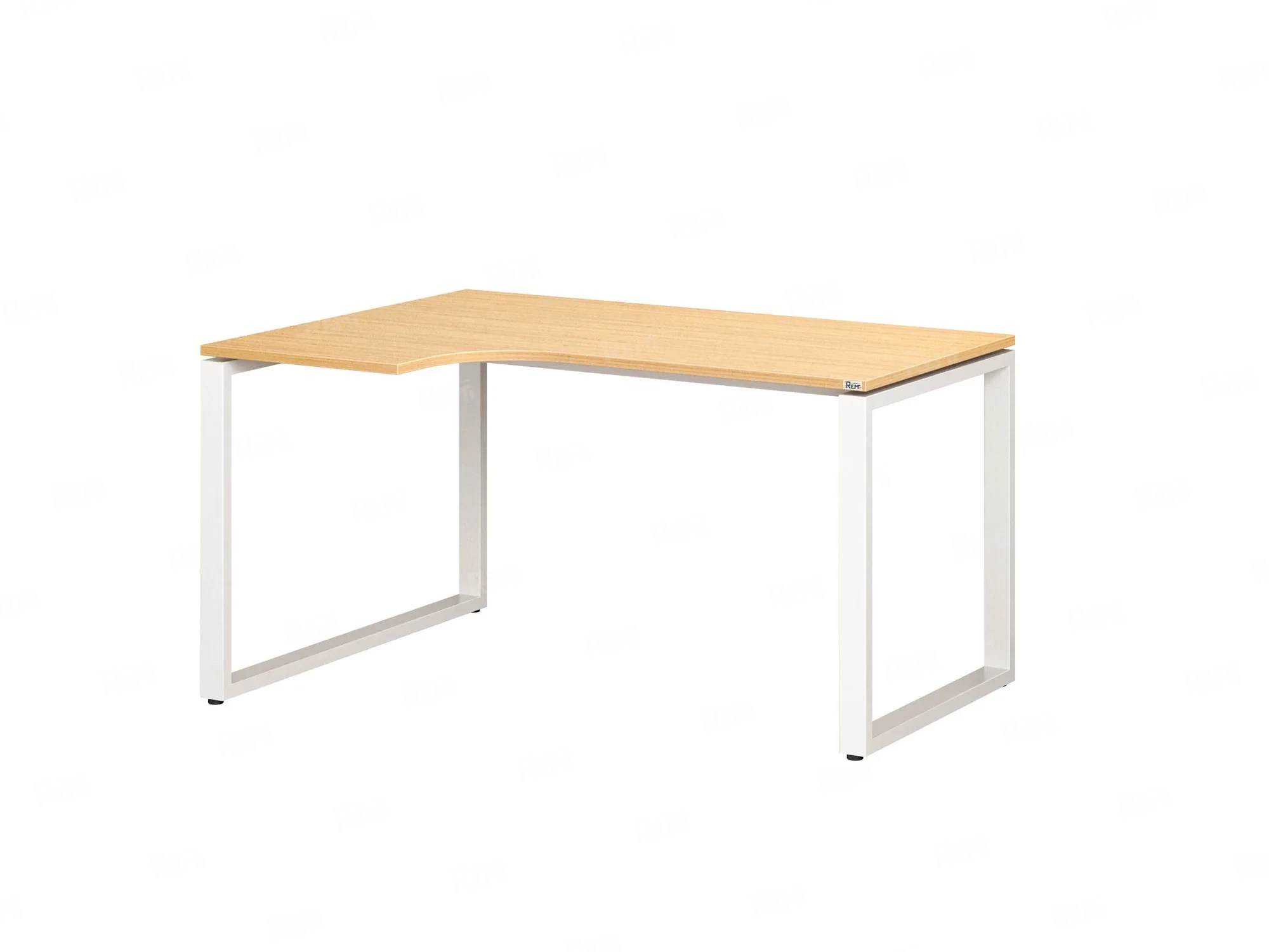 Стол угловой, О-опора, левый 1400x600/900x750, RM055-14x6-9 Вяз Швейцарский светлый/Белый