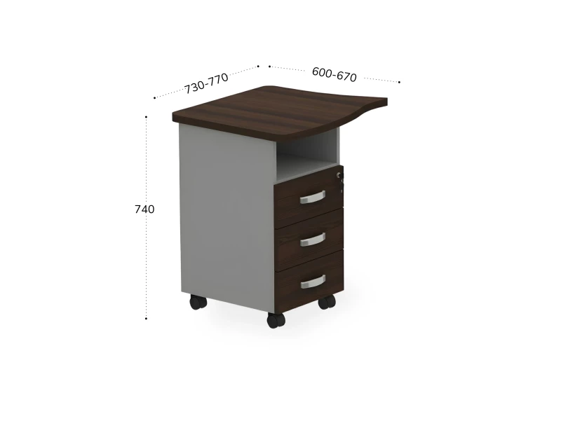 BRL RB090-77х67L Тумба приставная левая 770х670х740 Венге/Серый вулканический