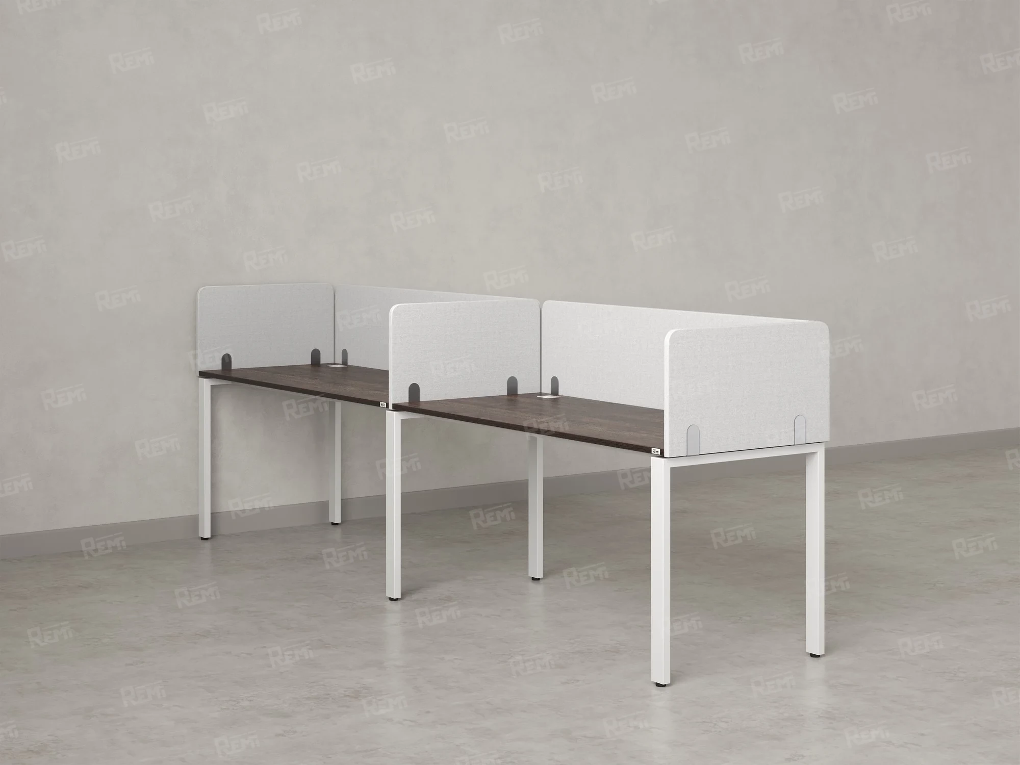 Бенч-система в 1 ряд, 2 рабочих места 5 тканевых экранов 2000x800x750 RM167-1-20x8 Дуб Апрельский шоколад/Белый