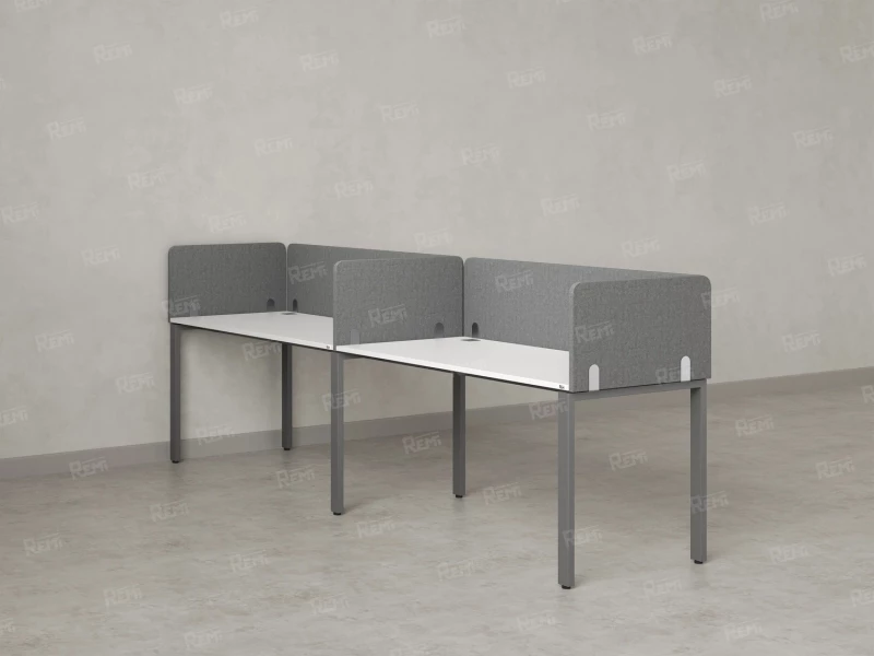 Бенч-система в 1 ряд, 2 рабочих места 5 тканевых экранов 3200x600x750 RM167-1-32x6 Белый/Серый